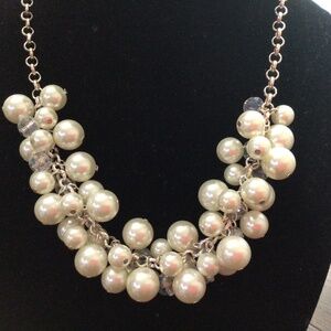 Hope Collection  Pearl and clear beaded  necklace with earrings. Brand new